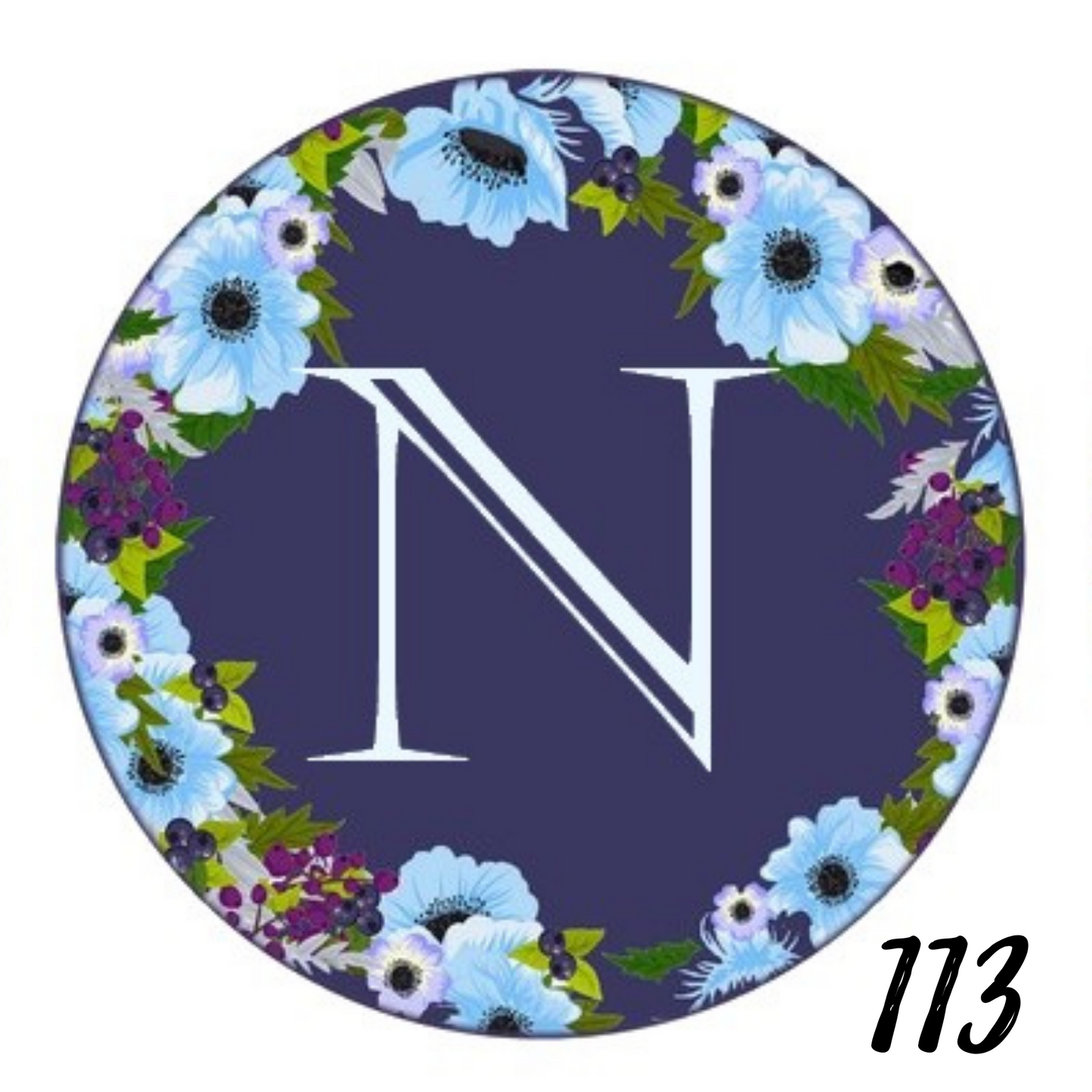 Initials - Blue Floral  Badge ID Reel