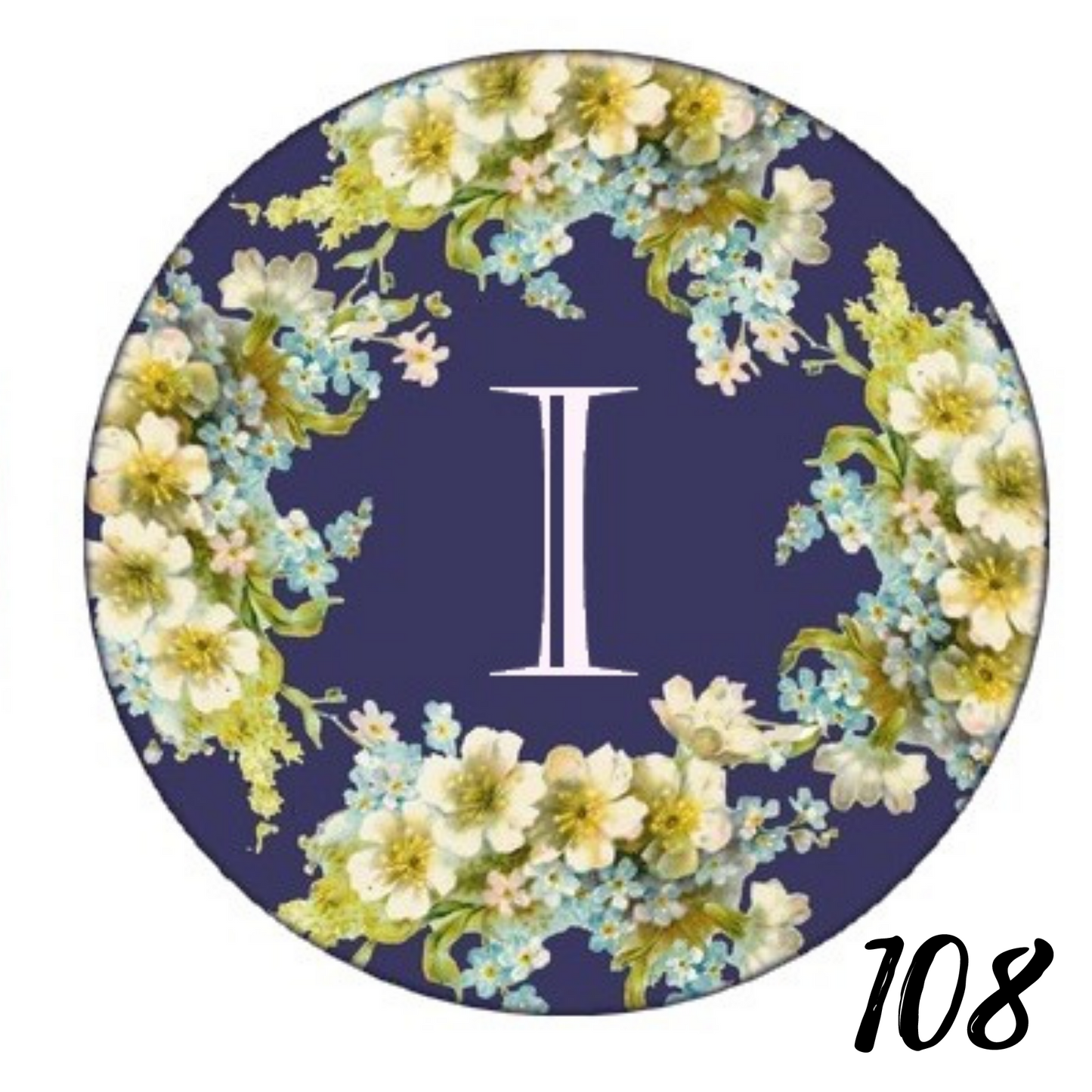 Initials - Blue Floral  Badge ID Reel